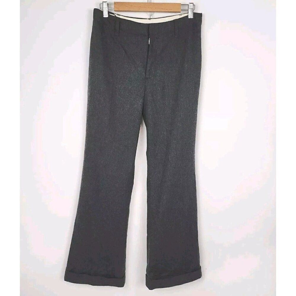 Gap Gray Stretch Wool Wide Leg Cuffed Trouser Dress Pants Mid Rise Womens 6R